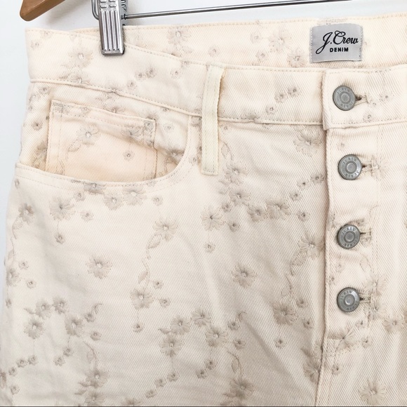 J.Crew Women's 10" Billie Demi Boot Crop Off-White Jeans Eyelet Embroidery 31 - Picture 10 of 15